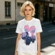 Olive T-Shirt with Sakura Flower and Whimsical Forest Creature Print