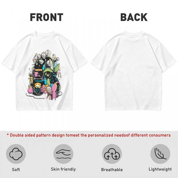 Olive T-Shirt With Whimsical Pikmin Themed Tea Party Art