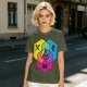 Olive T-Shirt With D20 And Fantasy RPG Themed Hexagon Art