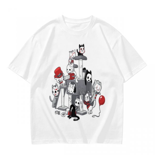 Horror Movie Character Cats On Cat Tree Graphic T-Shirt