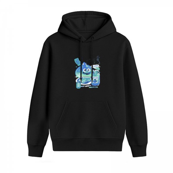 Black hoodie with blue slime and jar graphic print