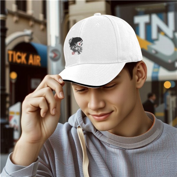 Black baseball cap with warrior woman profile graphic