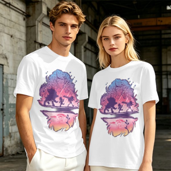 Olive T-Shirt With Fantasy Silhouette Group Art Print