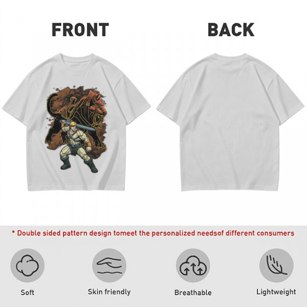 Olive T-shirt with He-Man and Battle Cat Graphic