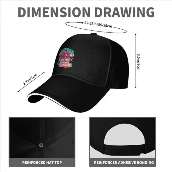 Black Baseball Cap With Cherry Surf Dessert Graphic Print