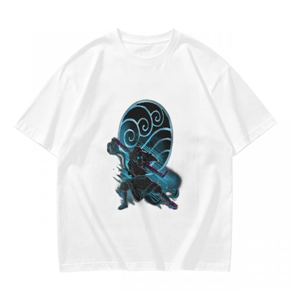 Olive T-shirt with Anime Water Bender Warrior Graphic Print
