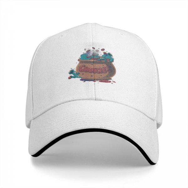 Black baseball cap with cookie monster and cookie jar graphic
