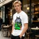 Olive Green T-Shirt with Totoro Nature Landscape Graphic Print