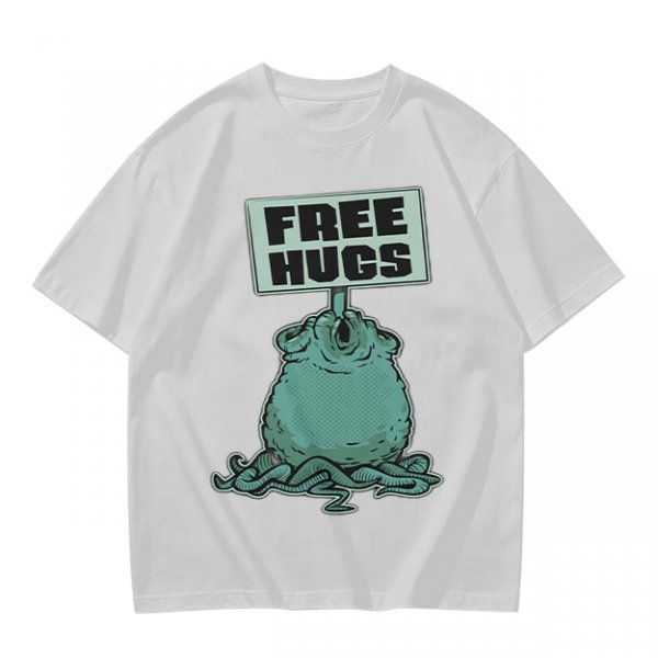 Olive T-Shirt With Free Hugs Monster Graphic Print