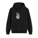 Black hoodie with Totoro holding umbrella graphic