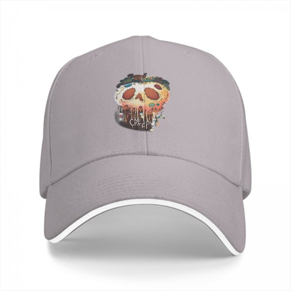 Black Baseball Cap With Melting Skull Creepy Graphic