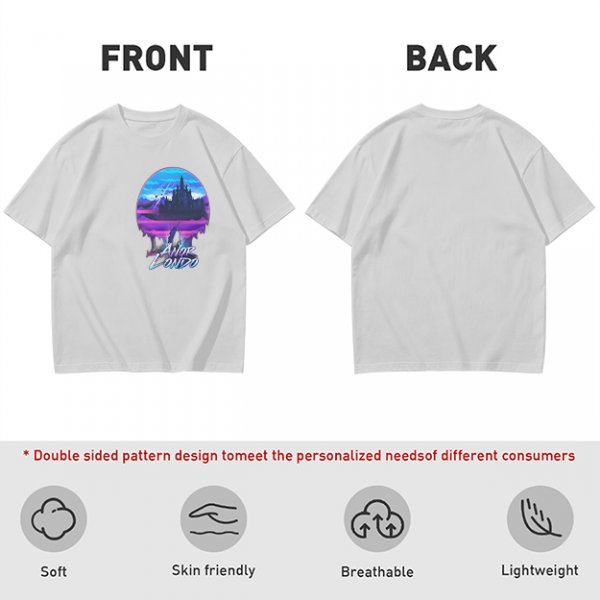 Olive T-shirt with Anor Londo Synthwave Castle Print