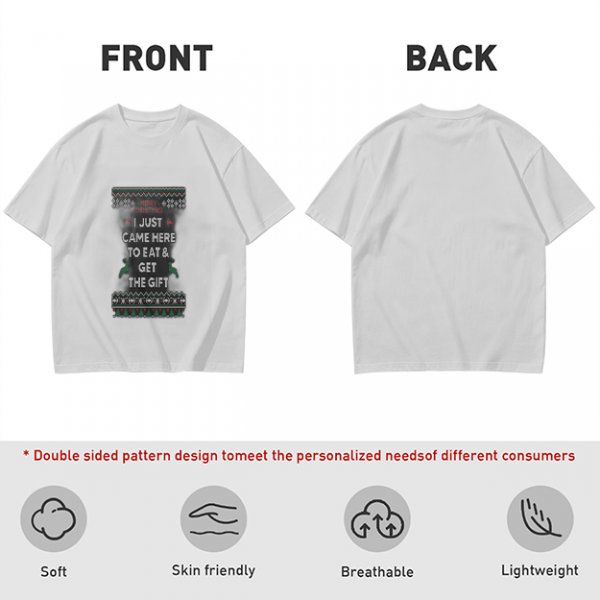 Olive Christmas T-Shirt With 'I Just Came Here To Eat & Get The Gift' Print