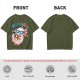 Olive t-shirt with a relaxed axolotl wearing sunglasses holding a drink