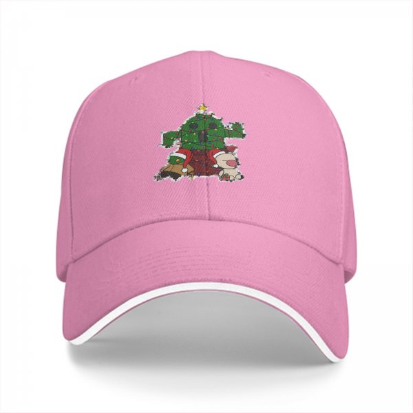 Black baseball cap with Christmas cactus and moogle festive print