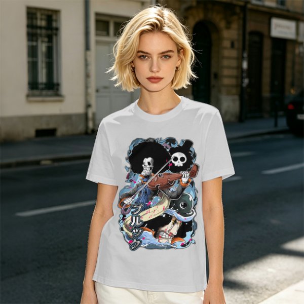 One Piece Brook Skull Musician Graphic Tee