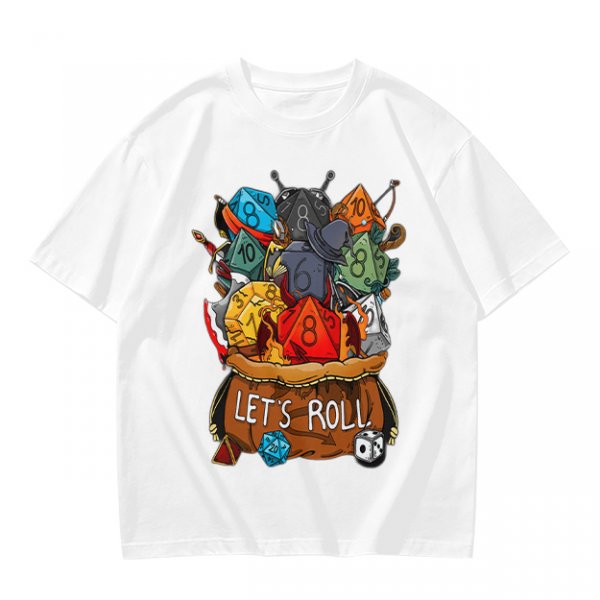 Olive Dungeons and Dragons Dice Bag Let's Roll Graphic T-Shirt