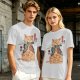 Olive T-Shirt With Samurai Cat Holding Katana And Koi Tattoos
