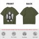 Olive T-shirt with Four Dark Fantasy Villain Heads Graphic Print