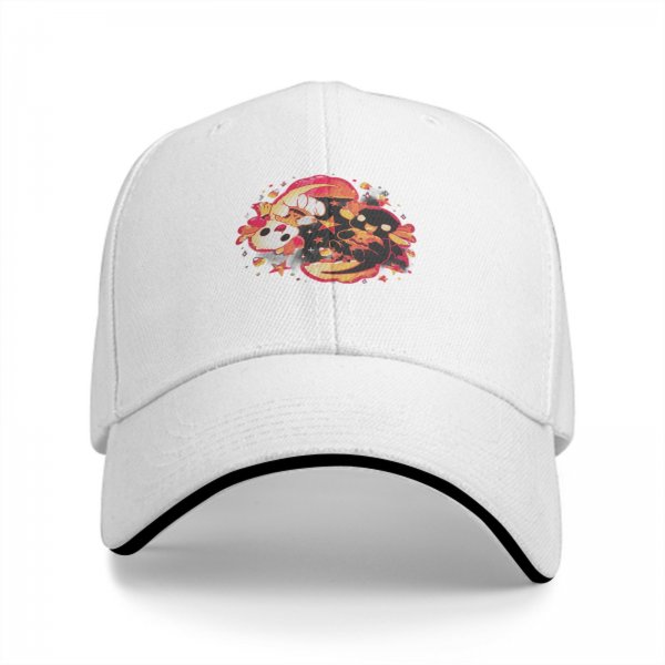 Black baseball cap with cute fantasy creature graphic print