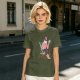 Olive T-Shirt With Relaxed Bearded Man Holding Skull Cup Print