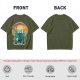 Olive Green T-Shirt With Fantasy Hero Silhouette Landscape Art