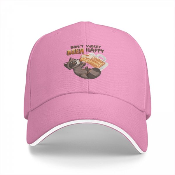 Don't Worry Beer Happy Raccoon Graphic Baseball Cap