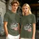 Olive T-Shirt With Raccoon Eating Pizza Trash Print Design