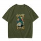 Olive T-Shirt with Godzilla Pizza First Destroy Later Print