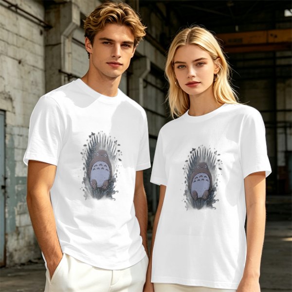 Olive Green T-Shirt With Totoro In Grass Graphic Print