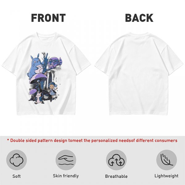 Olive T-Shirt with Whimsical Fantasy Creature and Character Print