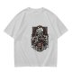 Olive T-shirt with Gothic Anime Character Group Graphic Print