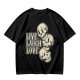 Olive Graphic T-Shirt with Live Laugh Love and Stacked Skulls