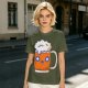 Olive T-Shirt With Cute Kawaii Beer Mug Graphic