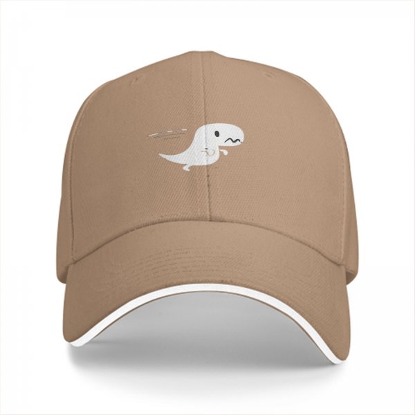 Black Baseball Cap With Cute Running T-Rex Dinosaur Graphic
