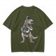 Olive T-Shirt with Gentleman T-Rex Dinosaur Print