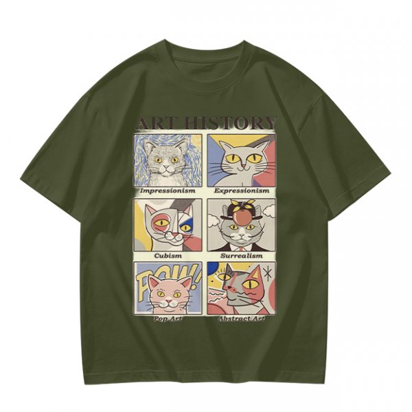 Art History Cat Themed Graphic T-Shirt Print Design