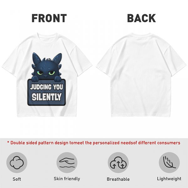 Olive t-shirt featuring Toothless the dragon judging you silently