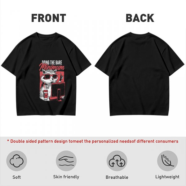 Olive graphic t-shirt with raccoon doing the bare minimum at computer