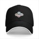 Black baseball cap with four stylized older women wearing colored visors