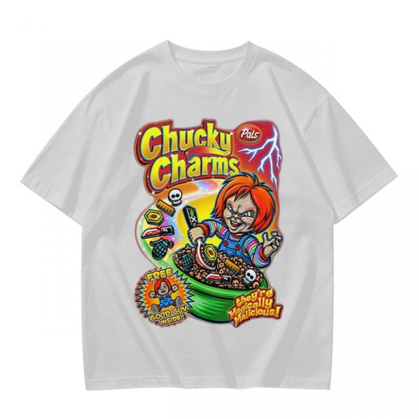 Chucky Charms Horror Cereal Themed Graphic T-Shirt