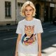 Olive T-Shirt with Japanese Ramen Chef Cat Graphic