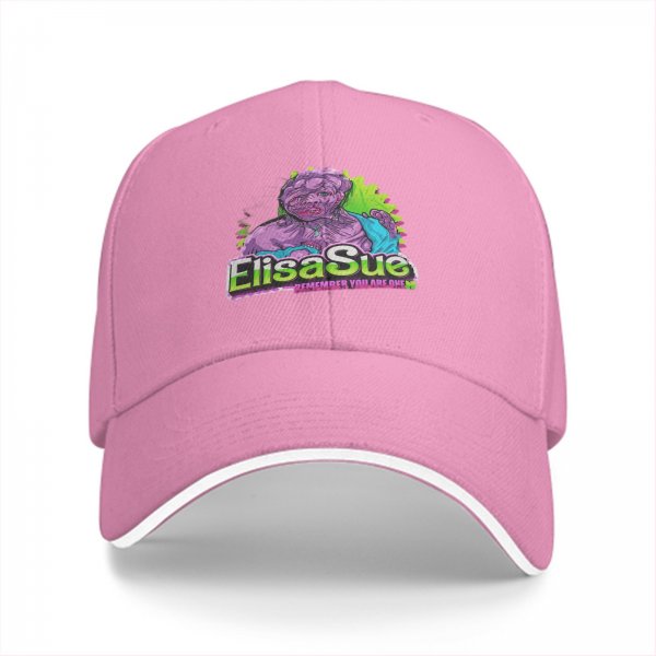 Black baseball cap with Elisa Sue graphic and text print