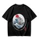 Olive T-shirt with Great Wave Enso Circle and Red Sun Print