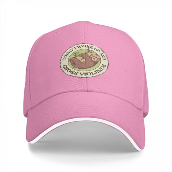 Black Baseball Cap With Sloth 'Today I Woke Up And Chose Violence' Print