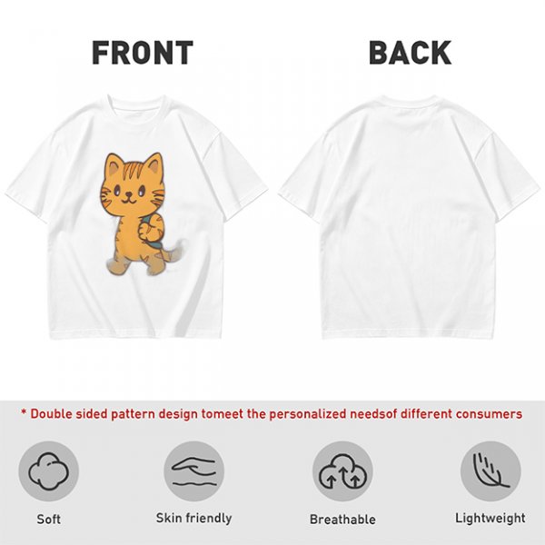 Olive T-Shirt With Cute Orange Tabby Cat Graphic