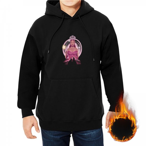 Black Hoodie With Princess In Bubble Graphic Print