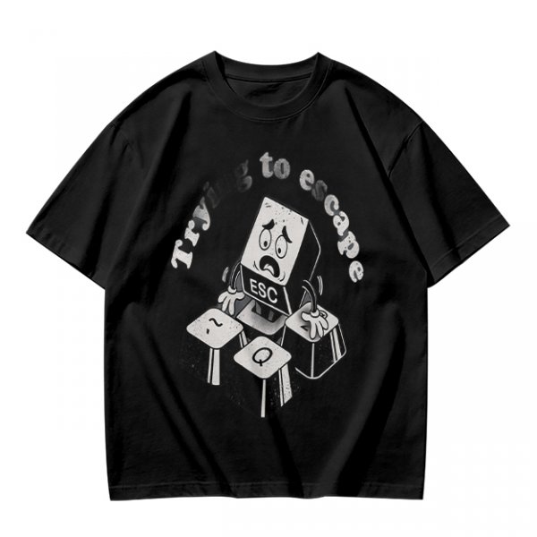 Olive T-Shirt With Esc Key Trying To Escape Graphic Print