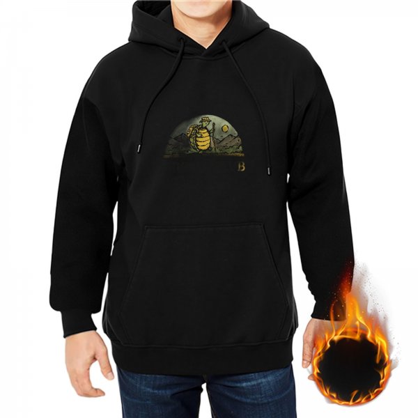 Black Hoodie With Turtle Hiking Mountain Graphic Design