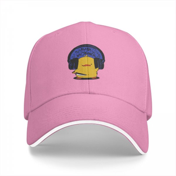 Black Baseball Cap With Cute Yellow Duck Wearing Headphones Graphic